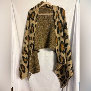 Leopard Print Open Front Sweater